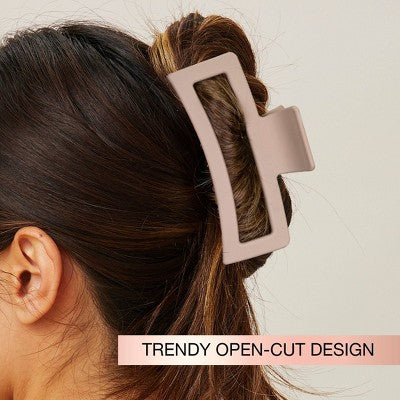 scunci Large Open Rectangle Claw Clip - Matte Blush - Thick Hair