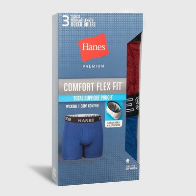 Hanes Premium Men's 3pk Boxer Briefs Total Support Pouch - Small
