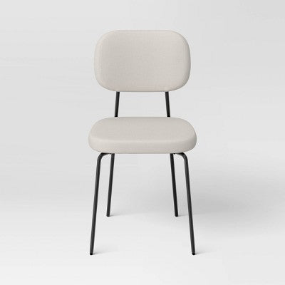 Set of 2 Upholstered with Metal Base Dining Chair Chairs Cream Boucle - Room Essentials (LOCAL PICKUP ONLY)