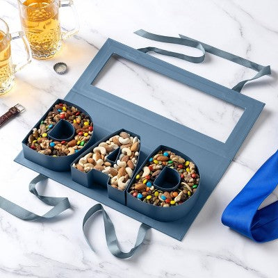 Cook With Color Fillable DAD Word Food Storage Gift Box Blue Textured