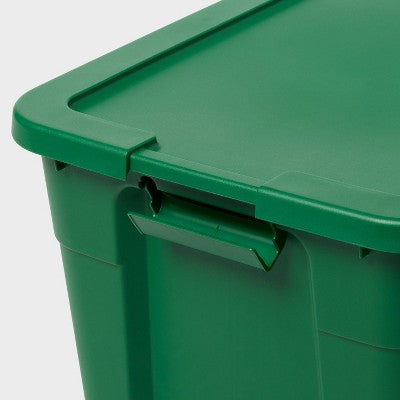 20gal Latching Christmas Storage Tote with Lid Green - Brightroom (LOCAL PICKUP ONLY)
