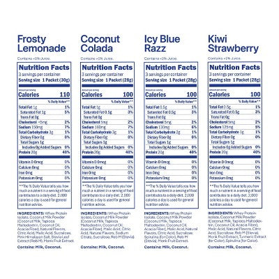 Oath Nutrition Variety Pack Clear Whey 12pk - Frosty Lemonade Icy Blue Kiwi Strawberry Coco Colada