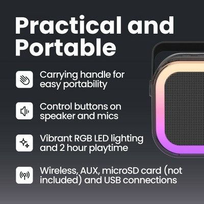 GEMS Portable Karaoke Speaker with Microphones - Black