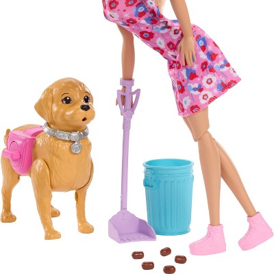 Barbie "Malibu" Walk & Potty Pup Toy Set, Includes Doll, Walking Pet Dog with Potty Feature, & Accessories