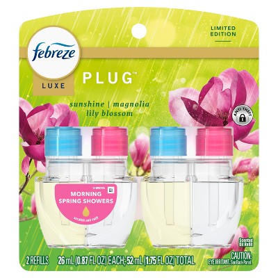 Febreze Luxe Plug Air Freshener Dual Refills - Morning Spring Showers - 1.75 fl oz/2ct