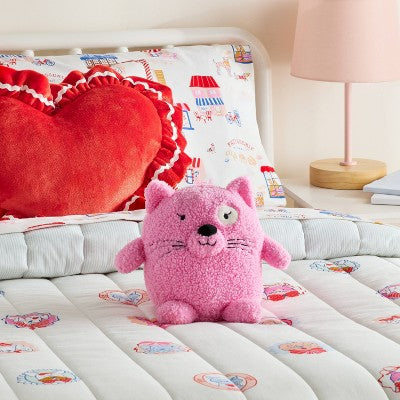 Cat Kids' Mini Weighted Plush Throw Pillow Pink - Pillowfort