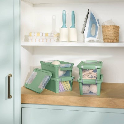 4pk Latching Window Utility Storage Box Extra Small True White - Brightroom