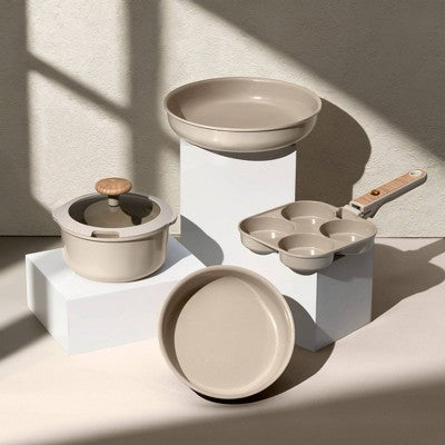 Carote 6pc Ceramic Nonstick Detachable Cookware Set Taupe