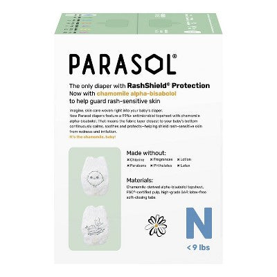 Parasol Chlorine-Free Diapers with RashShield Protection Size NB - 88ct