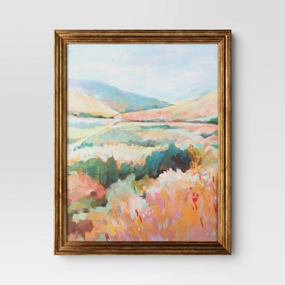24"x30" Colorful Landscape Canvas Board Framed Art - Threshold (LOCAL PICKUP ONLY)