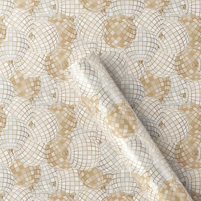 25 sq ft Metallic Mirrored Ball Ornaments Christmas Gift Wrap Gold/Silver: Wondershop: FSC Certified (LOCAL PICKUP ONLY)