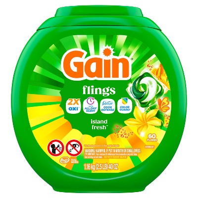 Gain Island Fresh Flings Laundry Detergents - 60ct