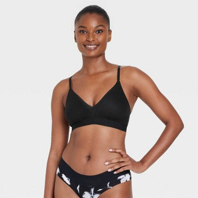 Women's So Soft Unlined Triangle Bralette - Auden Black S