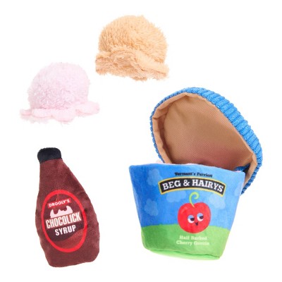 BARK Barkbuster Movie Night Ice Squeak and Chocolick Syrup Dog Food Shaped Plush Toy