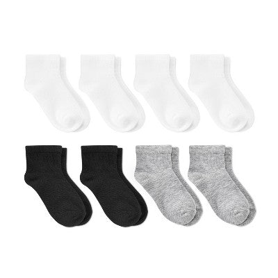 Baby 8pk Ankle Socks - Dealworthy 12-24M White/Gray/Black: Knit, Lightweight, Banded Cuff
