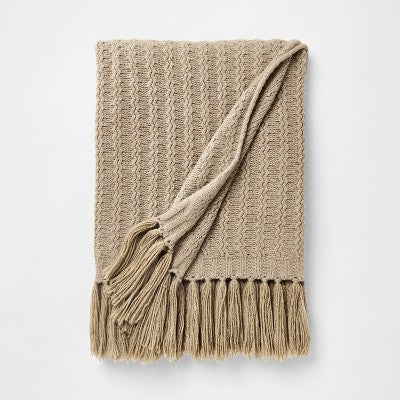 Knit Throw Blanket Beige - Threshold designed w/Studio McGee