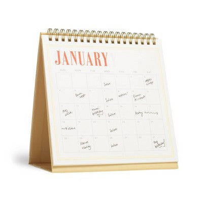 PAPIER Organized Days 12 Months 2026 7.08"x6.8" Dated Desk Calendar