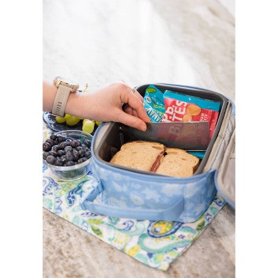 Fulton Bag Co. Upright Lunch Bag - Powder Blue Floral