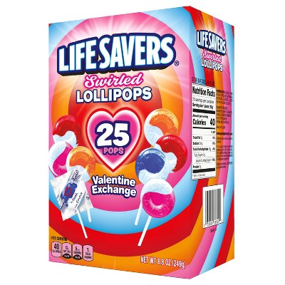 Life Savers Valentine's Swirled Lollipops Exchange Box Candies - 8.8oz/25ct