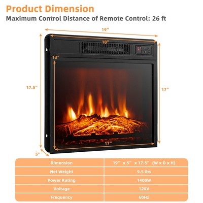 Costway 18" Electric Fireplace Inserts & Freestanding Adjustable Heater Log Flame 1400W (LOCAL PICKUP ONLY)