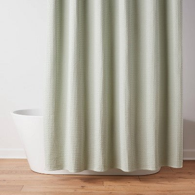 Waffle Weave Shower Curtain Light Sage Green - Threshold