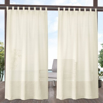 Set of 2 (84"x54") Miami Indoor/Outdoor Tab Top Window Curtain Panels White - Exclusive Home: Weather-Resistant Privacy