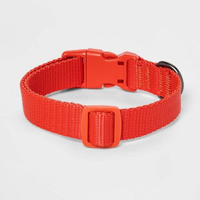 Basic Dog Adjustable Collar - Tomato Red - M - Boots & Barkley