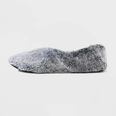 Women's Faux Fur Cozy Pull-On Slipper Socks with Grippers - Black M/L