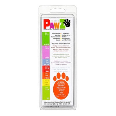 Pawz 12pc Rubber Dog Boots - Orange XS