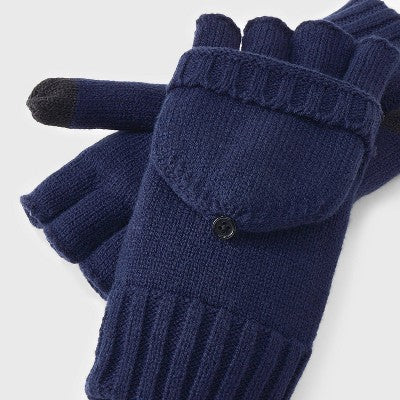 Men's Convertible Fleece Lined Mittens - Goodfellow & Co Navy Blue