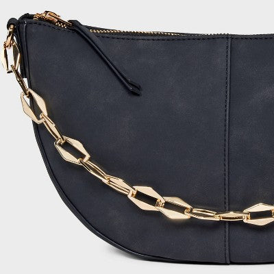 Slouched Half-Moon Shoulder Bag - Universal Thread Black: Handbags, Metal Handle
