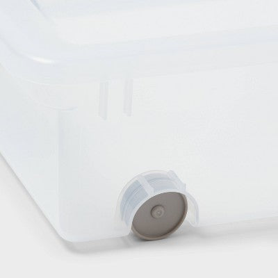 60qt Latching Clear Storage Box with Gray Latches - Brightroom