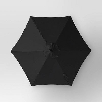 6' Round Outdoor Patio Market Umbrella Black with Black Pole - Room Essentials: With Carrying Bag, Push-Up Lift (LOCAL PICKUP ONLY)