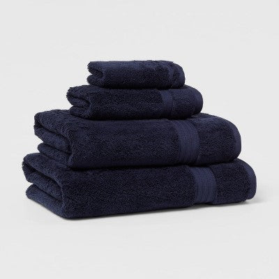 Total Fresh Antimicrobial Washcloth Navy - Threshold: 100% Cotton, Low Lint, Machine Washable, 13"x13"