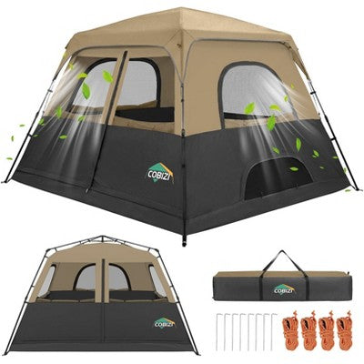 COBIZI 6-8 Person Camping Tent, Easy Setup Waterproof Windproof Backpacking Tent with Removable Rainfly (LOCAL PICKUP ONLY)