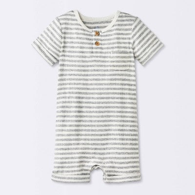 Baby Boys' Striped Henley Short Sleeve Romper Newborn
