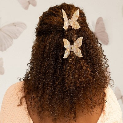 scunci be-u-tiful Gold Embellished Butterfly Claw Clip - Pink Tortoise