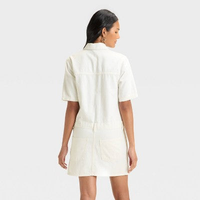 Women's Short Drawstring Mini Dress - Universal Thread White L