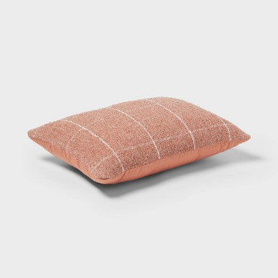 Windowpane Woven Decorative Pillow Oblong Light Terracotta Pink - Threshold: Rectangle Accent Cushion for Sofa, Polyester-Rayon Blend