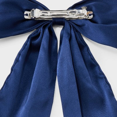 Satin Bow Hair Barrette - Wild Fable Navy