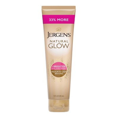 Jergens Natural Glow Brightening Daily Moisturizer + Self Tanner Tanning Lotion - Medium to Deep - 10 fl oz