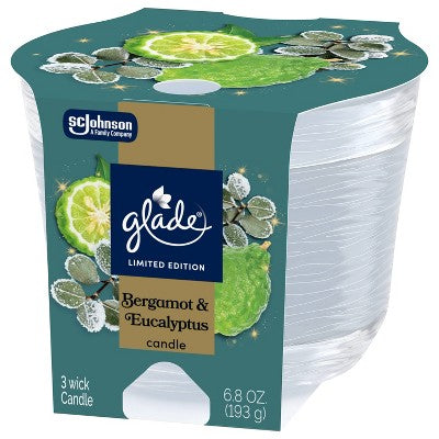 Glade 3 Wick Scented Candle in Glass Jar - Bergamot & Eucalyptus - 6.8oz