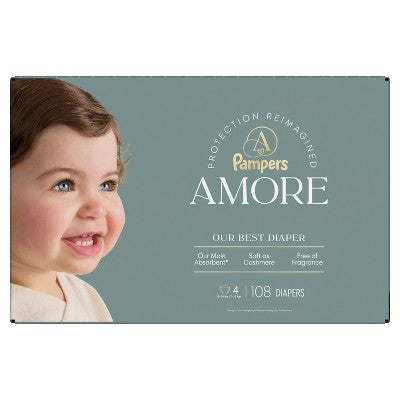 Amore by Pampers Diapers Enormous Pack - Size 4 - 108ct: 22 to 37 lbs, Disposable Diapers
