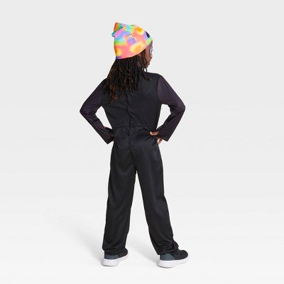 Kids' Blacklight Responsive Color Melt Skeleton Halloween Costume Jumpsuit with Beanie S - Hyde & EEK! Boutique
