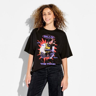 Women's Short Sleeve Billie The Tour Graphic T-Shirt - Black L