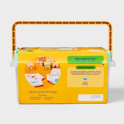 Wooden Blocks Activity - Gigglescape: Educational Letter Blocks, Storage Box, 78 Pieces, Ages 3+