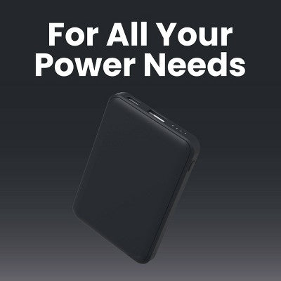 GEMS USB-C to Lightning Charging Gift Set with 5000MmAh Power Bank, Cable, and Wall Charger - Black