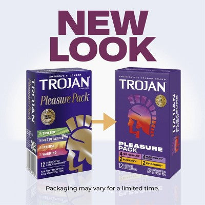 Trojan Pleasure Pack Lubricated Condoms - 12ct