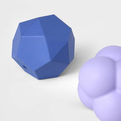 Rubber Faceted Ball Tough Chew Dog Toy - 2pk - Assorted Blue - Boots & Barkley
