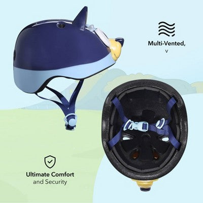 Bluey Microshell Cycling Youth Bike Helmet - Blue S: Vented, Adjustable Strap